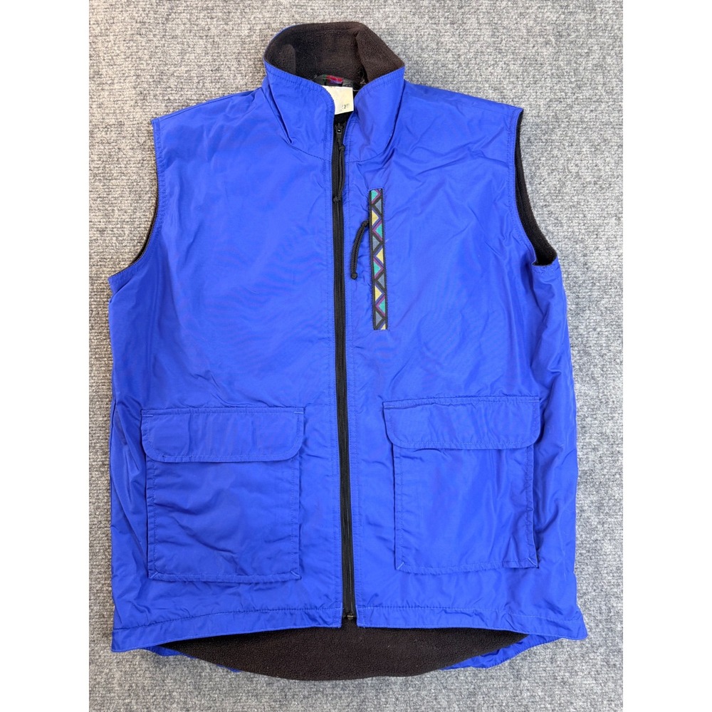 Vintage REI Kids L Blue Nylon Fleece Lined Full Zip Vest Hiking Outdoor Gorpcore
